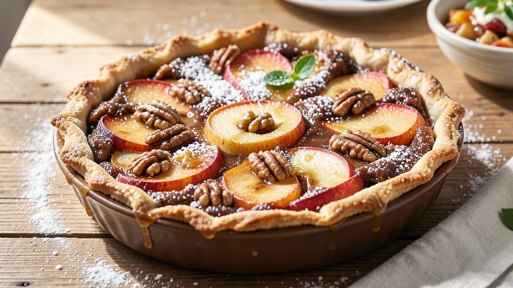 Apple Pecan Praline Pie Recipe: Caramelized Pecans and Bourbon-Kissed Filling