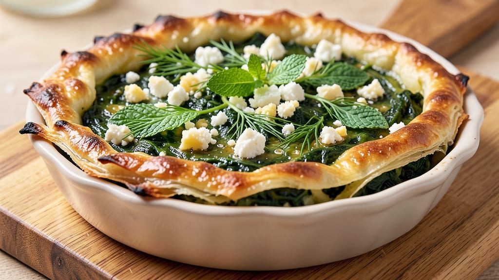 Albanian Spinach and Cheese Pie Recipe: Flaky Phyllo Layers with Herby Filling