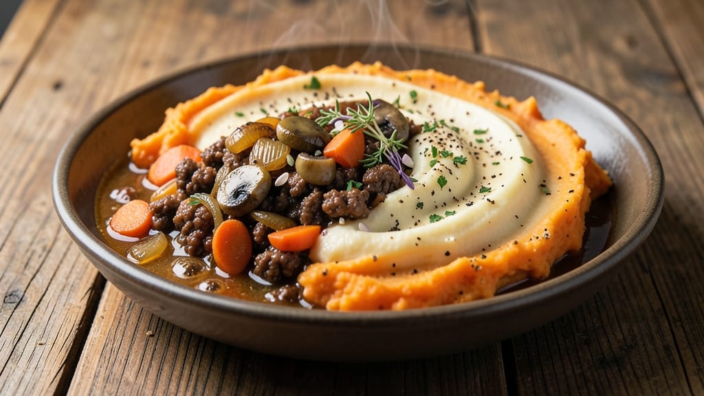 Shepherd's Pie Recipe With Sweet Potato Mash: Savory Meat Topped With Velvety Orange Crust